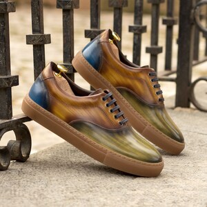 Limited edition Handmade Sneakers, Up to Size US16, Luxury Leather Sneakers, Patina Sneakers, Plus Size Sneakers