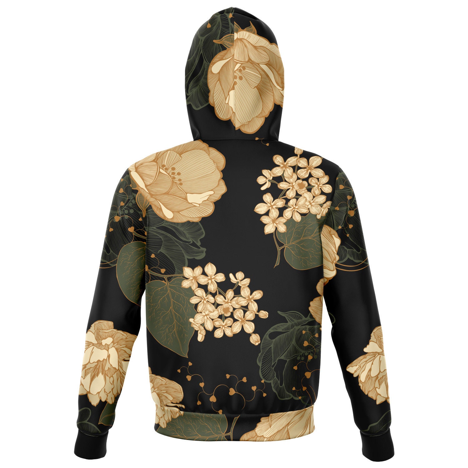 Art Nouveau Floral Hoodie, Art Deco Print Zip Hoodie, Harajuku Style ...