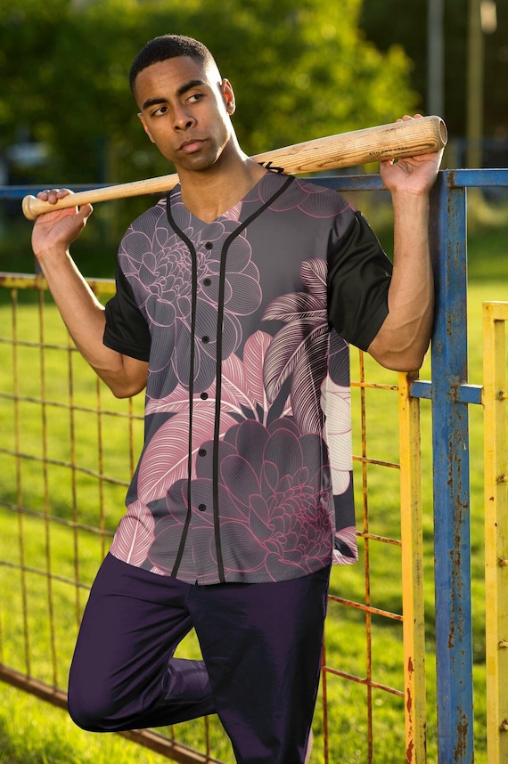 Midnight Flower Unisex Baseball Jersey Etsy