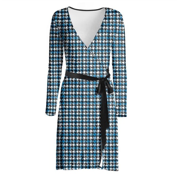 houndstooth wrap dress