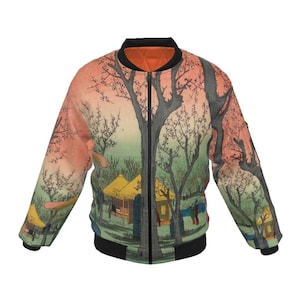Quilted bomber jacket, Women&#39;s Bomber Jacket, Men&#39;s Bomber Jacket, Harajuku, Japanese Ukiyo-e Bomber Jacket
