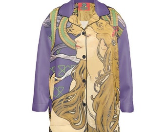 Art nouveau silk or pima cotton pajama top