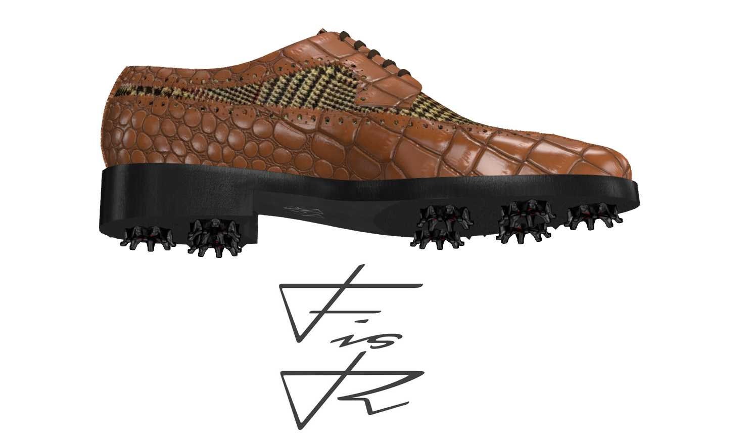 Crocodile Leather Golf Shoes , Two Tone 