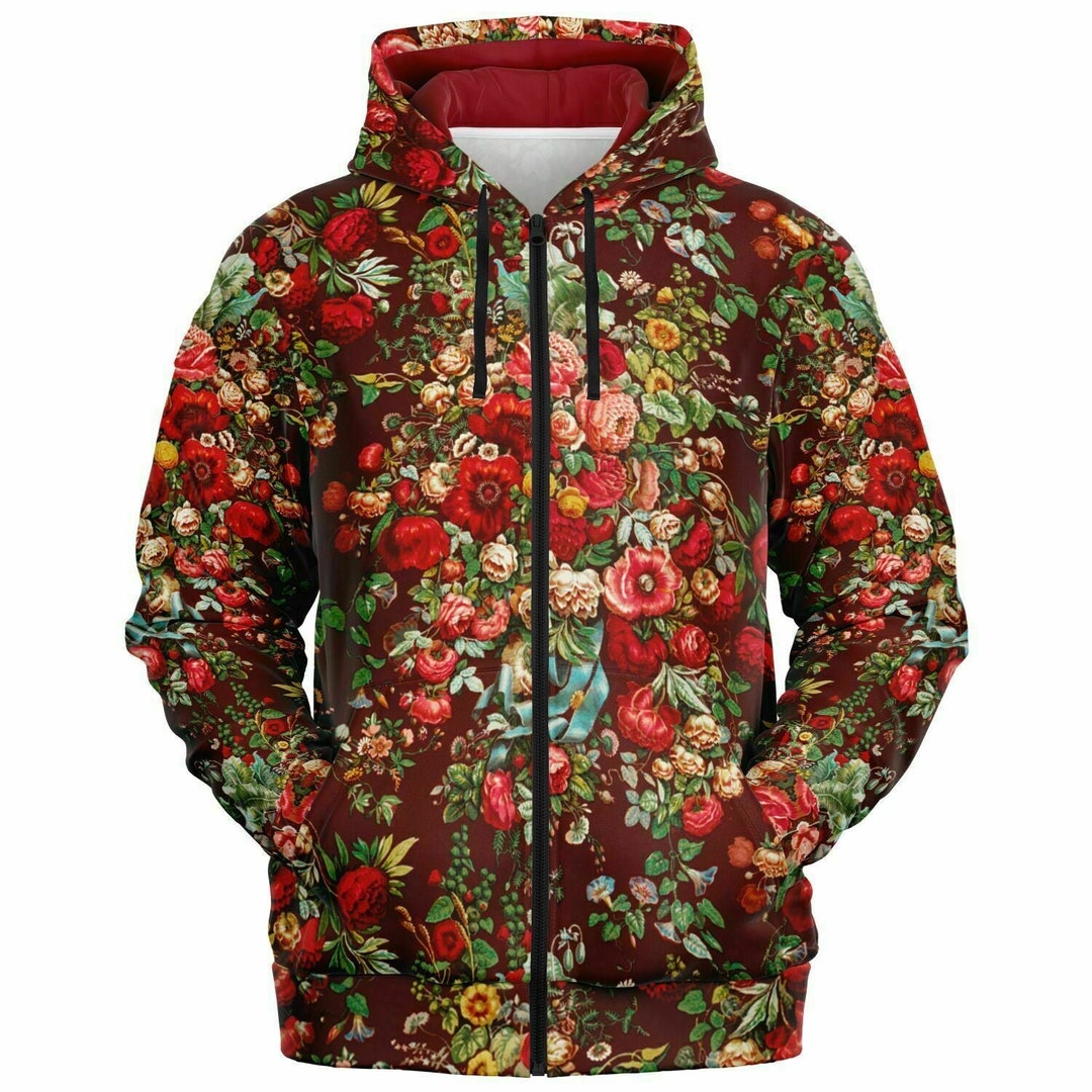 Zip-up Hoodie - Art Nouveau Roses, Floral Hoodie for Men or Women - Etsy