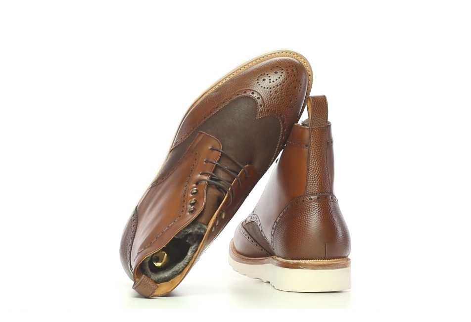 Brown brogue best sale boots