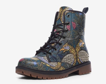 Gothic Combat Boots in Vegan Leather for Men and Women Unique Shoes