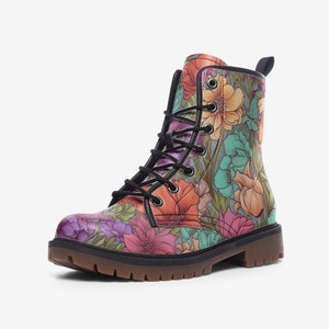 Y2K Vegan Leather Boho Cottage Core Combat Boots