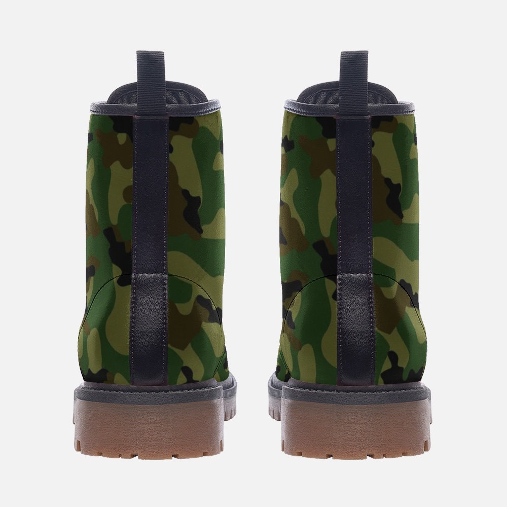 Vegan Leather Combat Boots, Y2k Camo Boots, Festival Boots, Lace