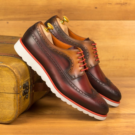 Handmade Leather Unisex Brogue Shoes Handmade Shoes Brown