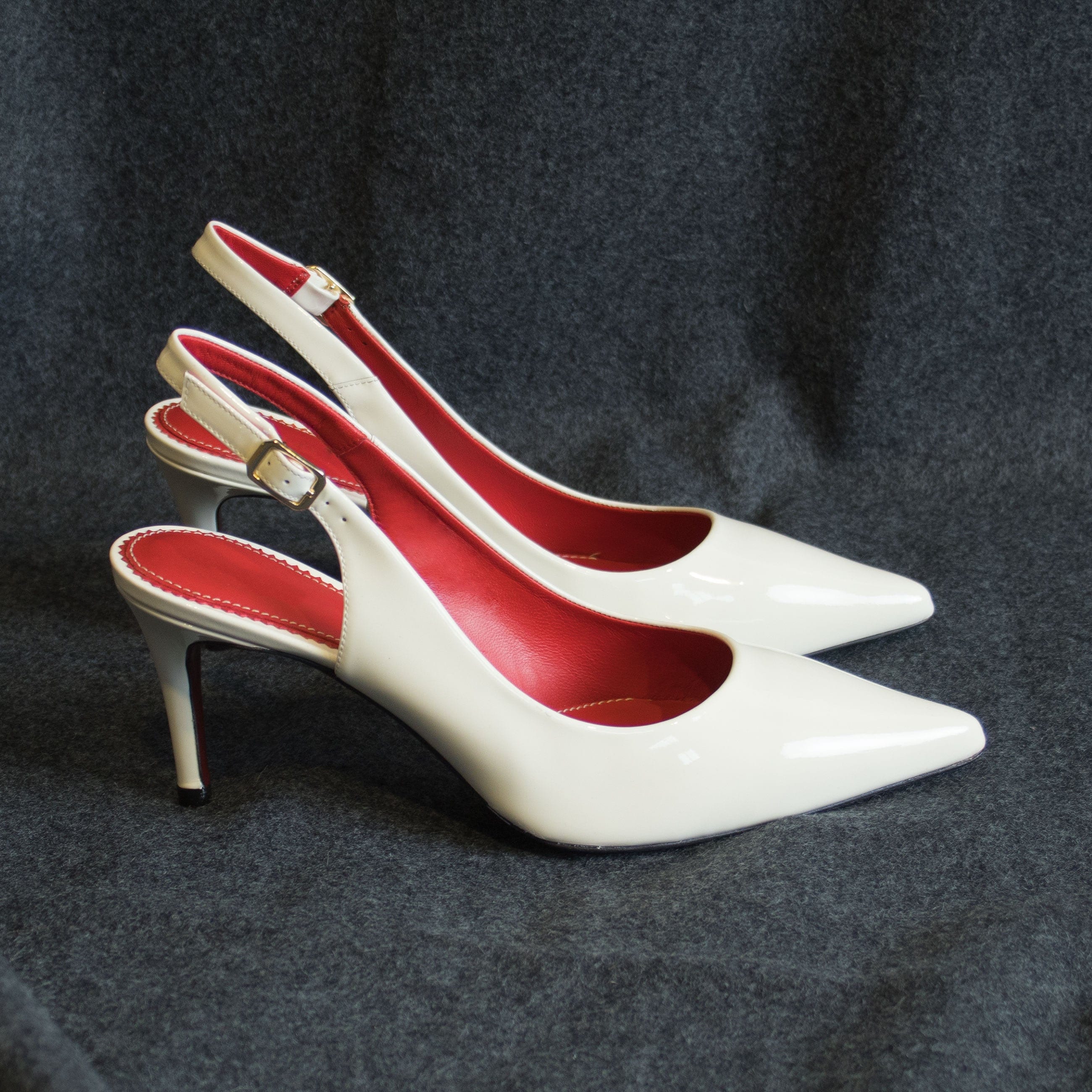 Handmade Designer White Heels With Red Sole Pumps for 