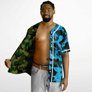 Y2K style Double Camo Reversible Baseball Jersey, streetwear, plus size baseball jersey, casual 90s jersey,