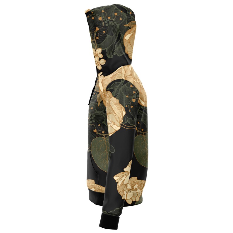 Art Nouveau Floral Hoodie, Art Deco Print Zip Hoodie, Harajuku Style ...
