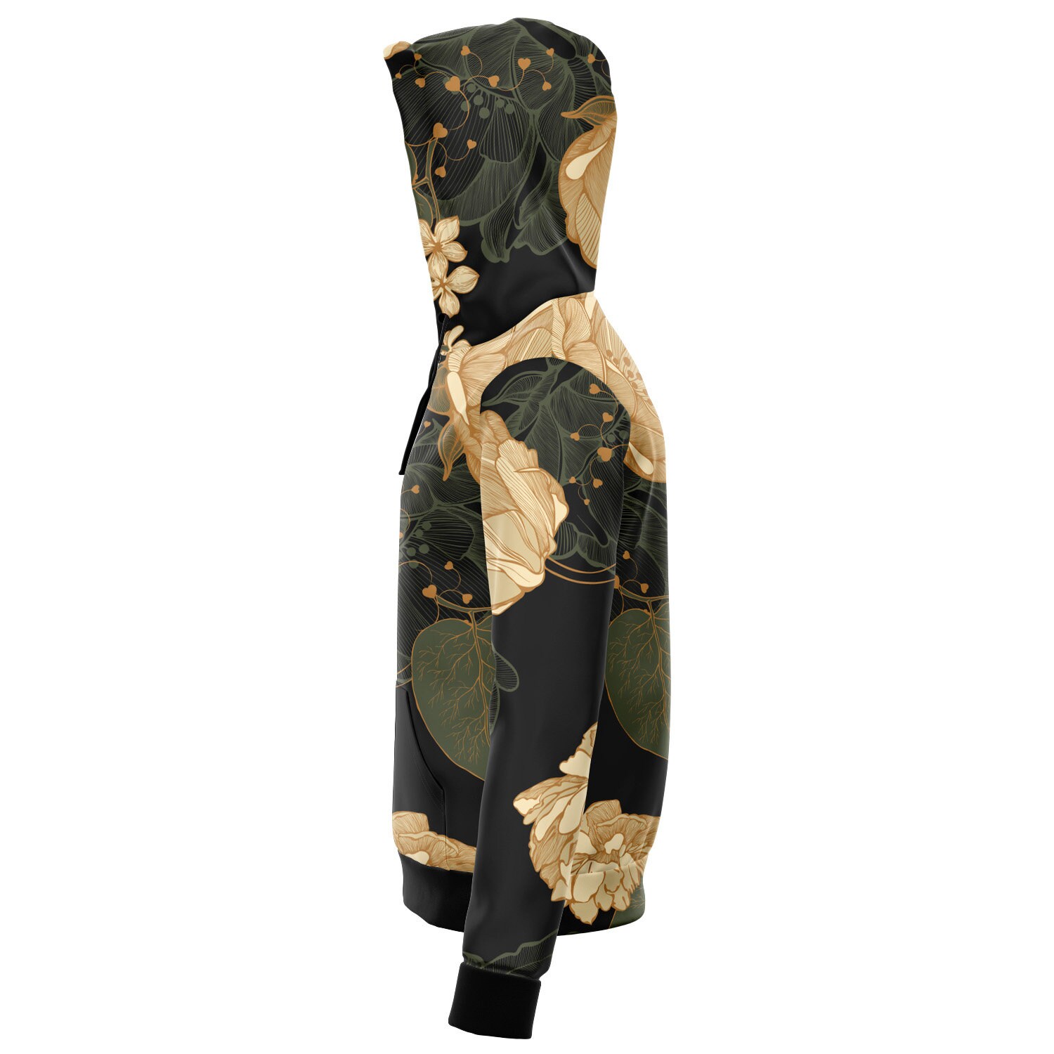 Art Nouveau Floral Hoodie, Art Deco Print Zip Hoodie, Harajuku Style ...