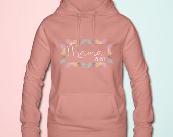 Hoodie Mama / personalisiert / Geburtsjahr / des Kindes / Geschenk für Mama / Muttertag / Geburt / Kindernamen / Pullover / Baby