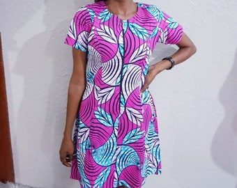 African Print Shirt Dress; Ankara dress; Zipper Dress; Spring Dress; Summer Dress; African dress; African fashion; Pocket Dress