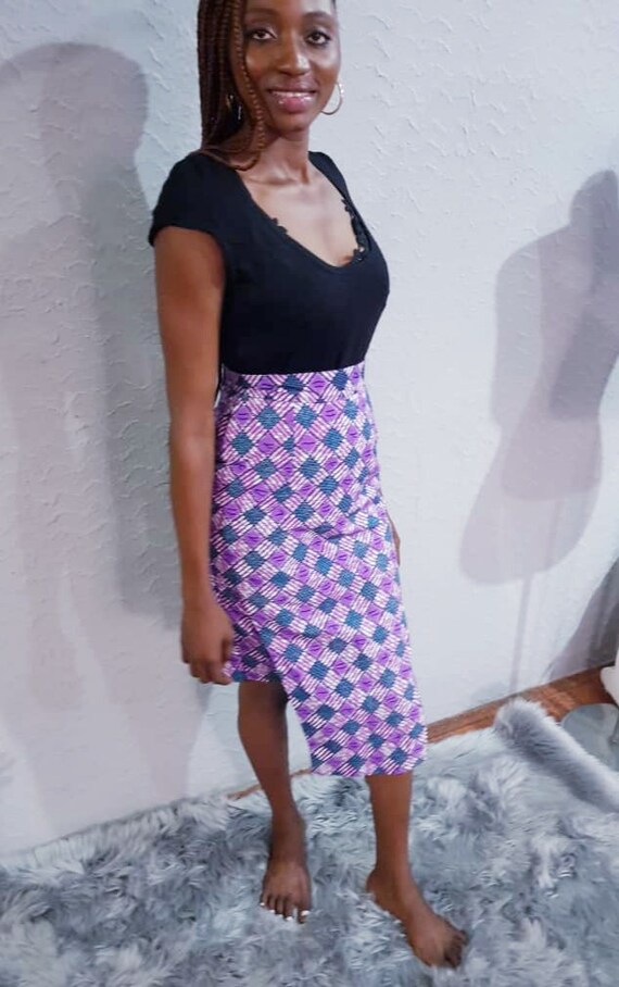 high waist skirt hi low african print skirt