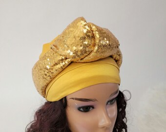 Burnt copper orange & teal blue reversible sequin with a navy floral luxury velvet headwrap turban bow Burning Man. Festival fashion