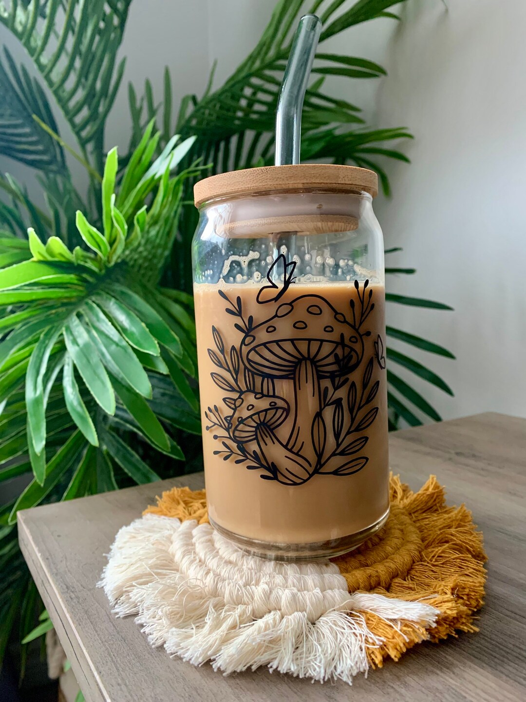 Trendy Mushroom Iced Coffee Glass / Trendy Glassware/ Glass Etsy