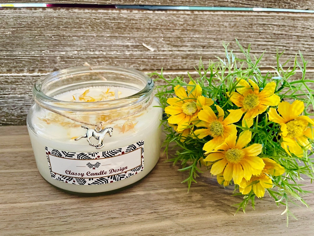 Homemade Scented Soy Candle/ Gift for Her/ Dried Flowers/ Etsy UK