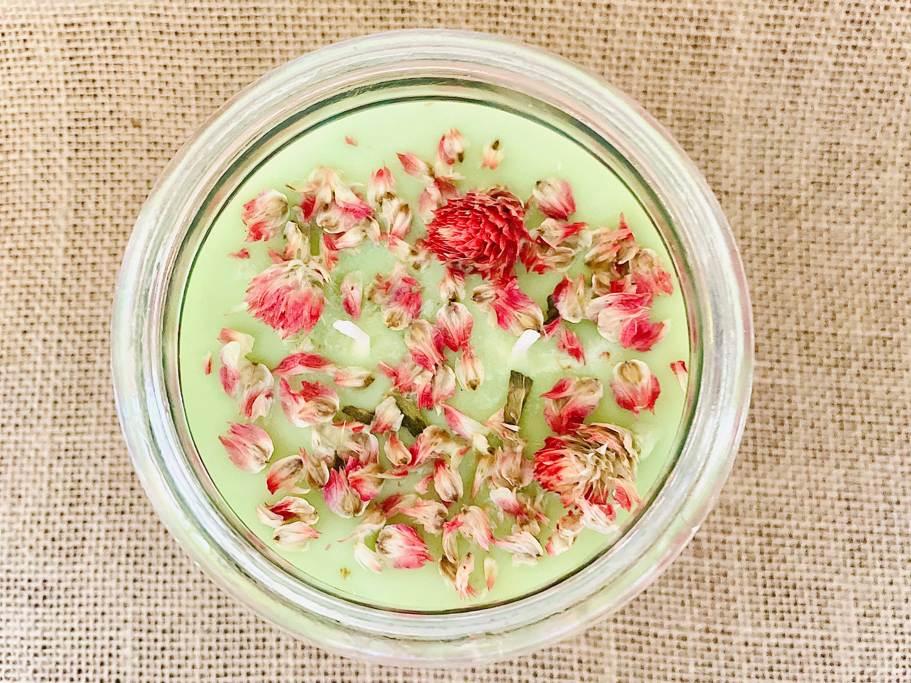 Large Dried Flower Candle Soy Candle Green Aromatherapy Etsy