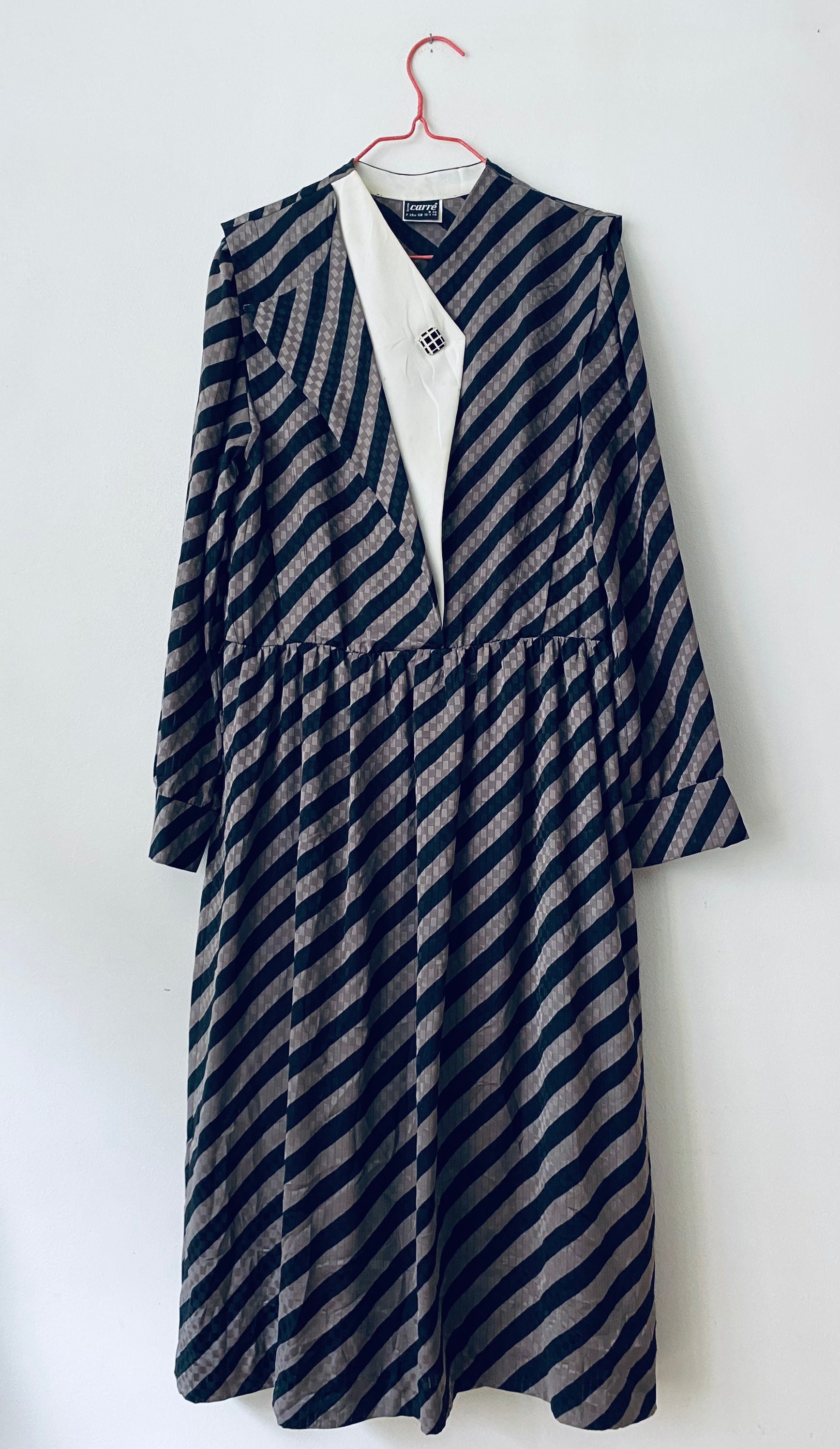 gray and black striped dress DAX STRIPE WRAP DRESS IN SOFT YARN-DYED COTTON BLEND main image 1