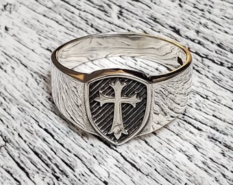 Cross Ring, Men's Sterling Silver Ring, Medieval Ring, Solid 925 Sterling Silver Ring, Gift for him