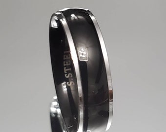 Simple Black Band, 316L Stainless Steel Men's Ring, 6mm Wedding Band, Engagement Band for Men