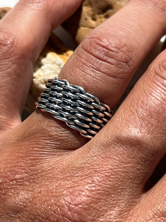 Bracelet & Bague En Argent Sterling 925 Fils Tressés - Fait Main Inde - Neuf