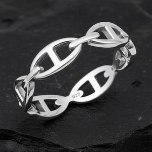 Sterling Silber Mariner Kettenring: Minimalistisches Stapelband