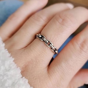 Chain Ring, Sterling Silver Women Ring, Simple Chain Ring, Thumb Ring, Stacking Ring, Minimalist Ring, Women&#39;s Chain Ring, Gift for her