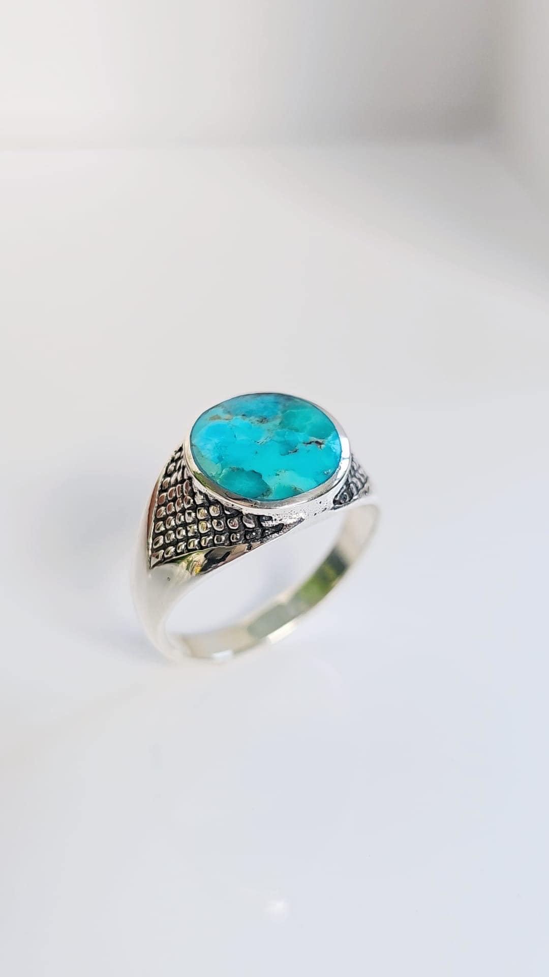 Turquoise Signet Ring: Handmade 925 Sterling Silver Unisex Jewelry
