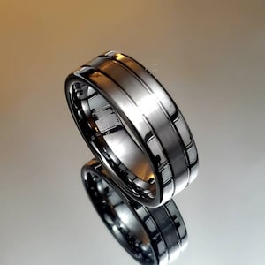Tungsten Band, Polished Ring, Men&#39;s Silver Ring, Tungsten Carbide Ring - 8mm Wide