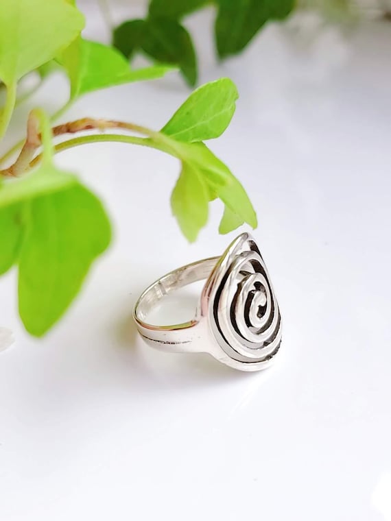 925 Sterling Silver Spiral Ring – Bold Boho Statement Ring