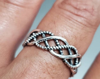 Geflochtener Herrenring aus Sterlingsilber: Geflochtener Draht Ehering (7 mm)