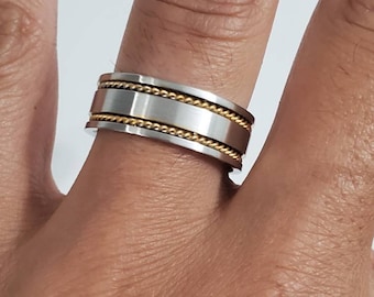 Gold Seildraht-Ring - 8 mm Edelstahl Ehering