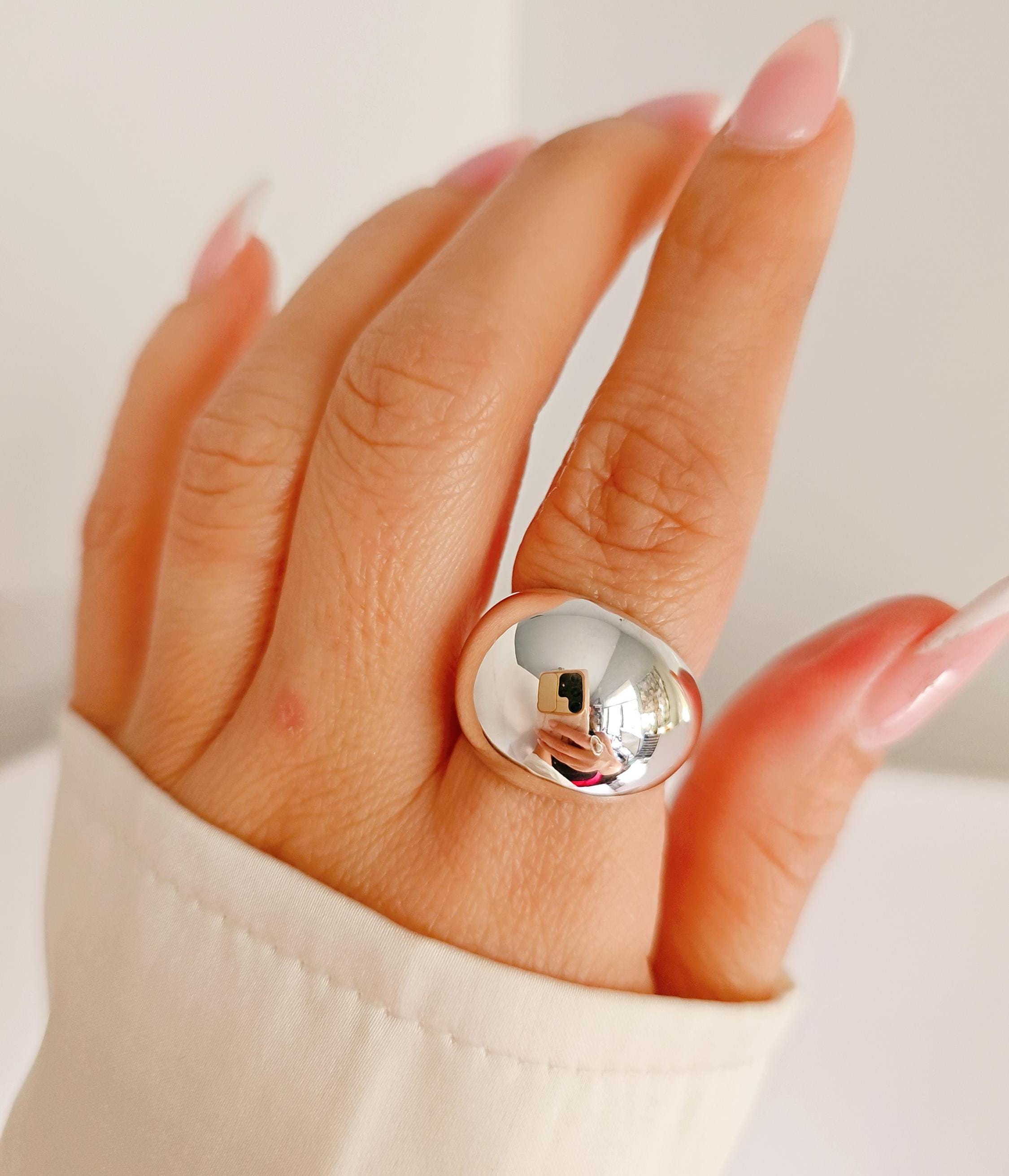 アクセサリー Vintage Silver Giant Dome Ring 925 925 Sterling Silver Vintage Domed Ring Size 6 3/4 - Etsy