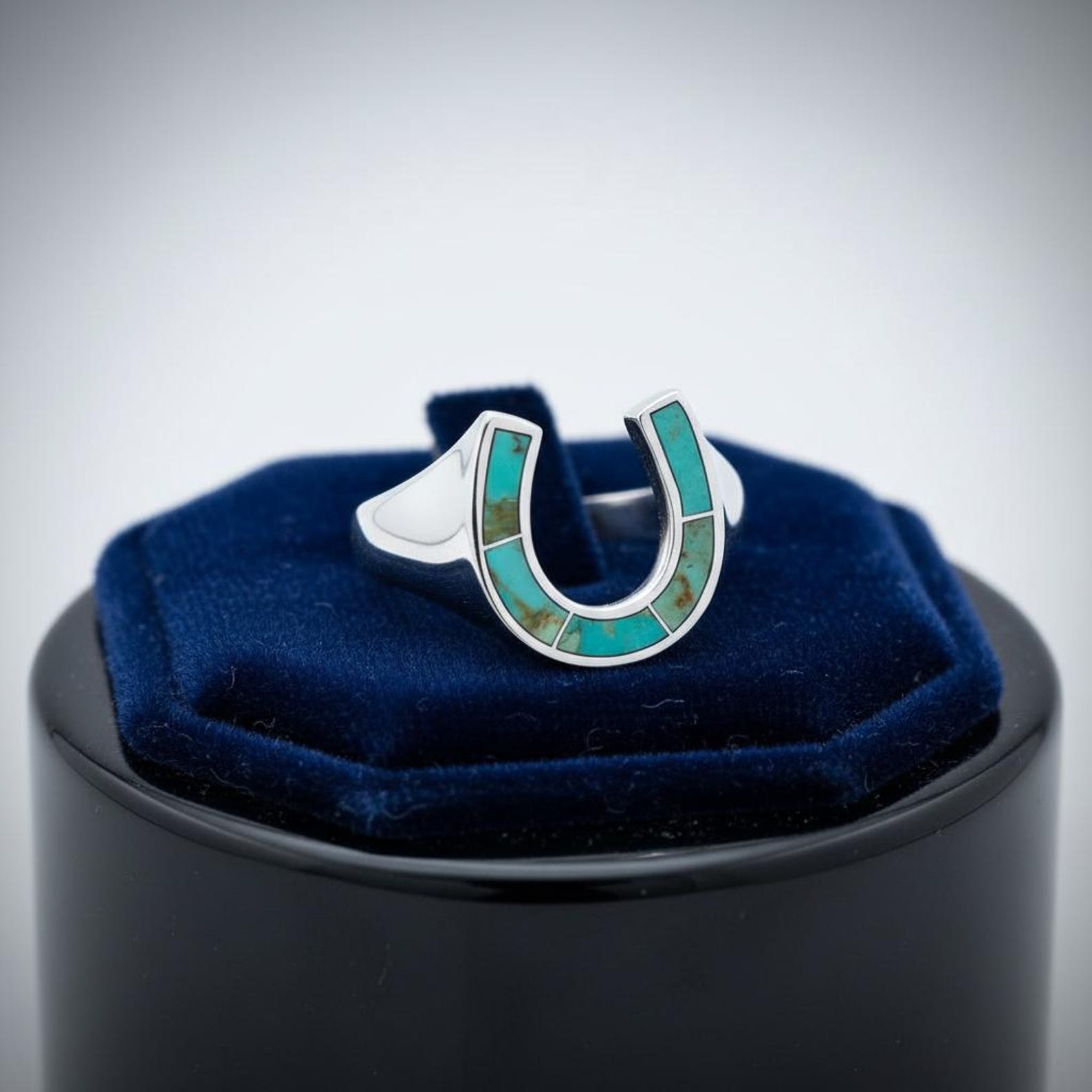 Sterling Silver Turquoise Horseshoe Ring: Lucky Equestrian Jewelry - Etsy