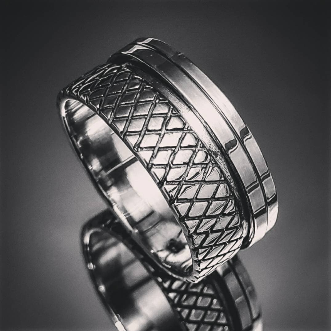 Spinner Ring for Men Sterling Silver Ring Wide 10mm Spinner Etsy UK
