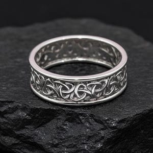 Keltischer Knotenring, 7 mm Sterlingsilber, Unisex-Ehering