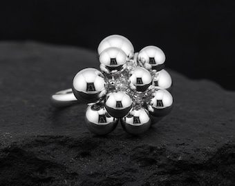 Dangling Balls Sterling Silver Ring A Playful Yet Elegant Statement Piece