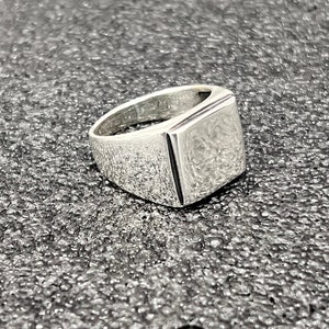 Masculine Sterling Silver Signet Ring - 14mm Bold Men&#39;s Band - The Perfect Gift for Him