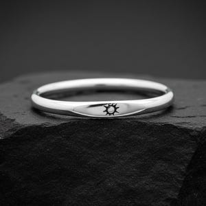 Dainty Sterling Silver Sun Ring: Minimalist 925 Stamped Band