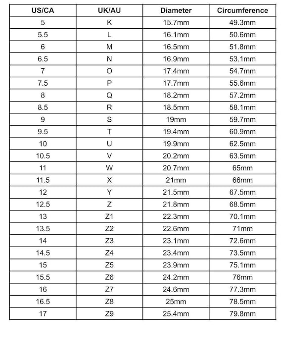 UK TO US Sizing Chart