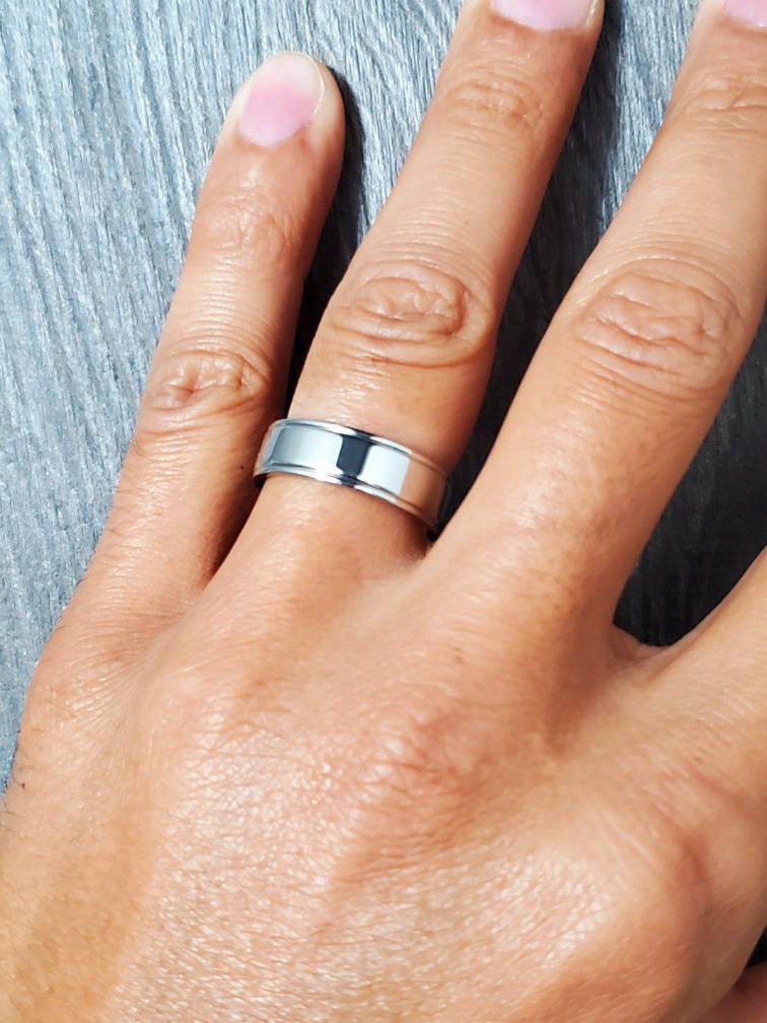 Doppel Groove Ring 316L Edelstahl Ring Herren Silber Band Etsy.de