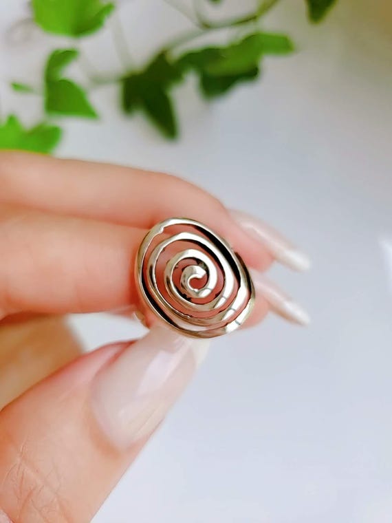 【XOLO JEWELRY】Swirl Ring Silver Spiral Ring | Greek Jewelry | Handmade Hammered Ring