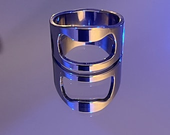 Anillo abridor de botellas de acero inoxidable para hombre: Banda plateada duradera