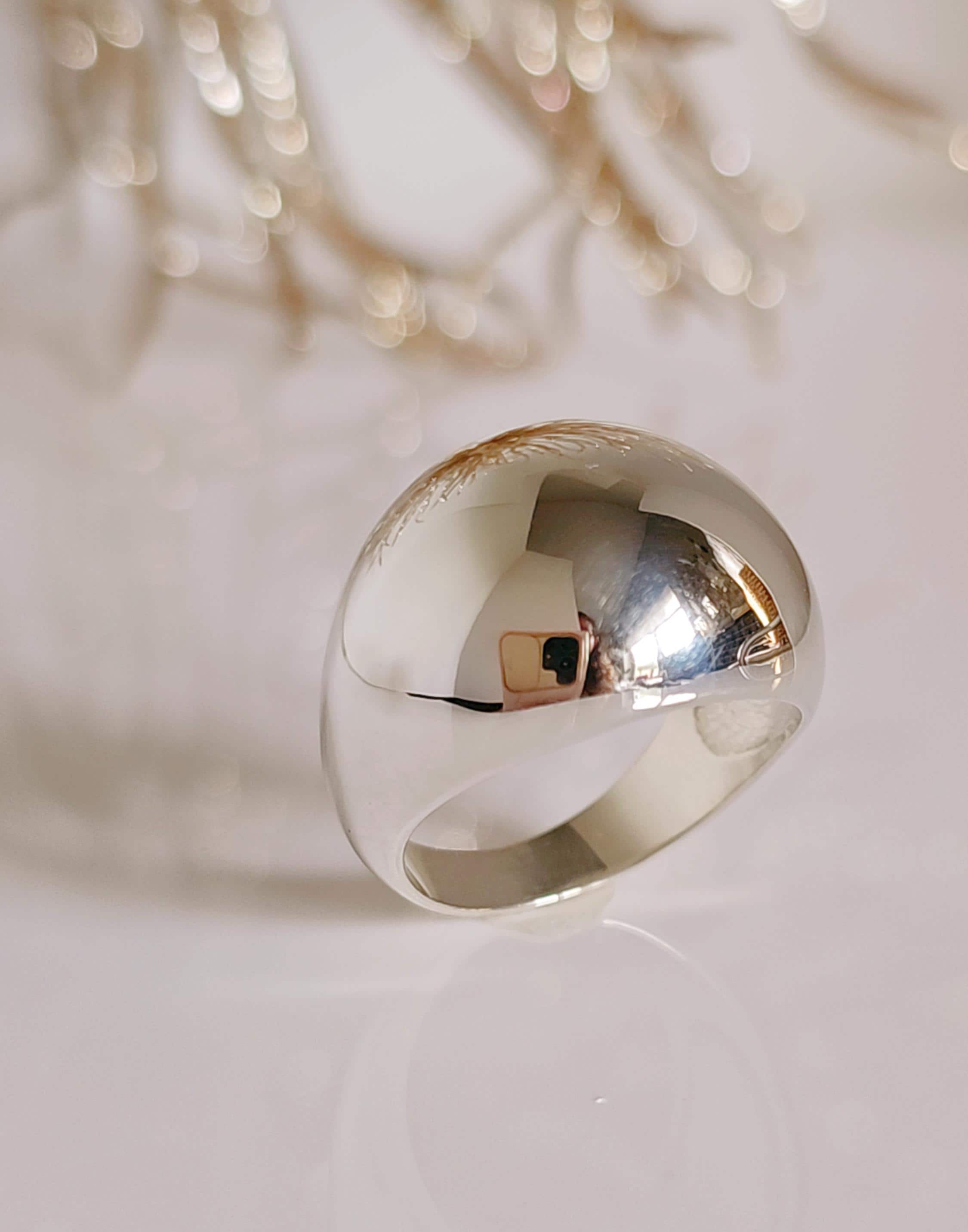 Bold Sterling Silver Dome Ring, Electroform Dome Ring