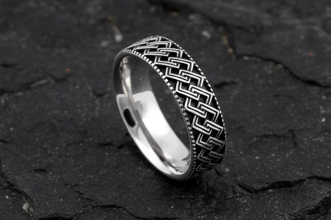 Silver Patterned Rings Diamond Pattern Sterling Silver Ring: Unisex Wedding Band - Etsy