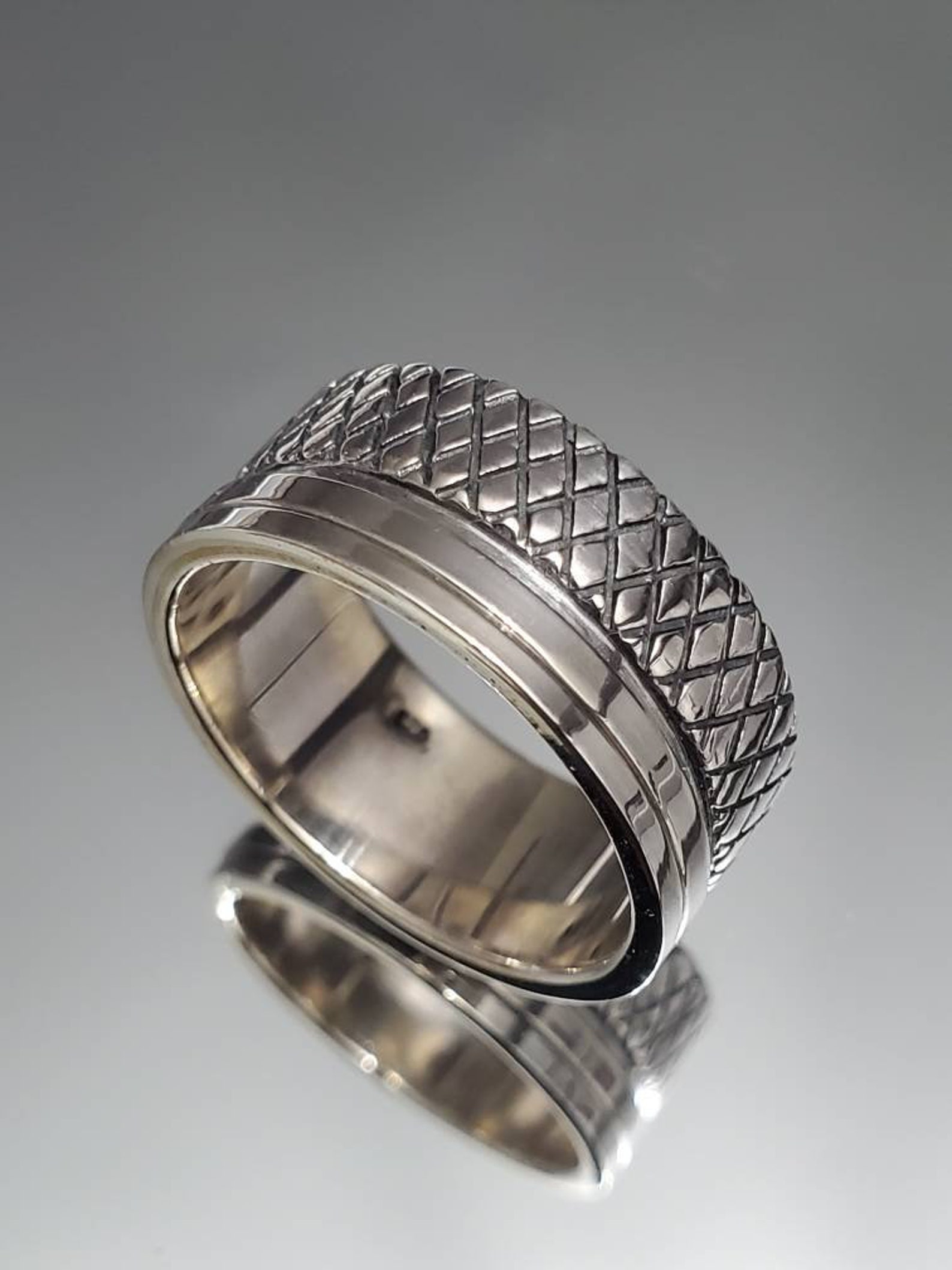 Spinner Ring for Men Sterling Silver Ring Wide 10mm Spinner Etsy