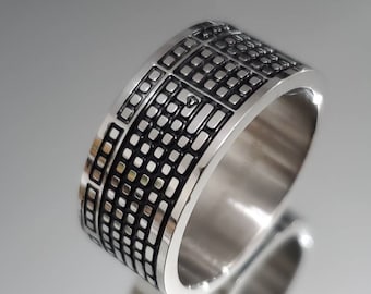 Keyboard Men's Band, Stainless Steel 10mm Ring, Unisex Ring